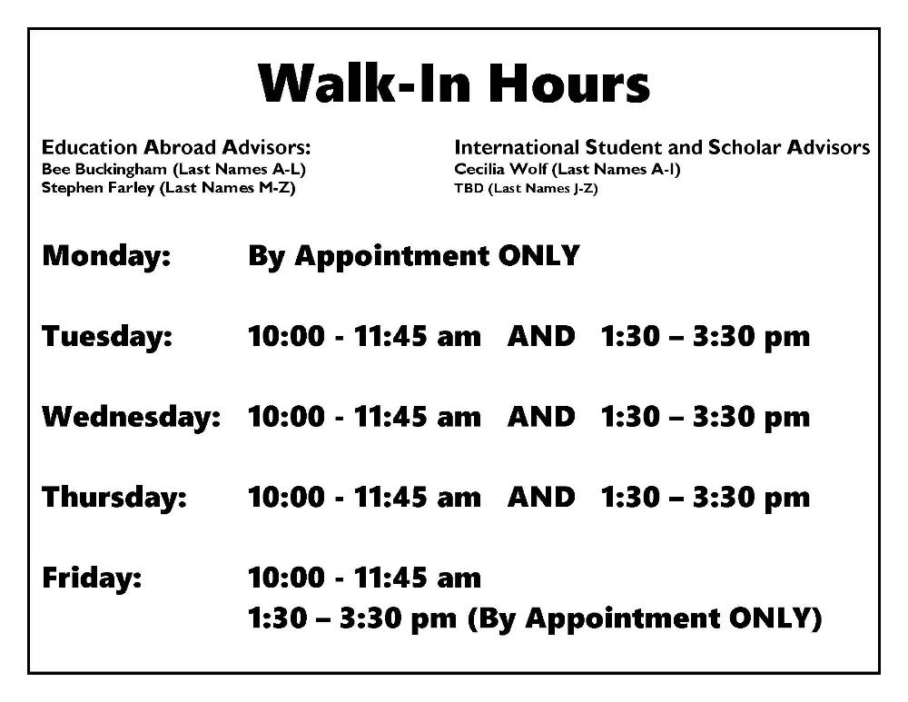 FA17 Walk-In Hours FA17 Walk-In Hours